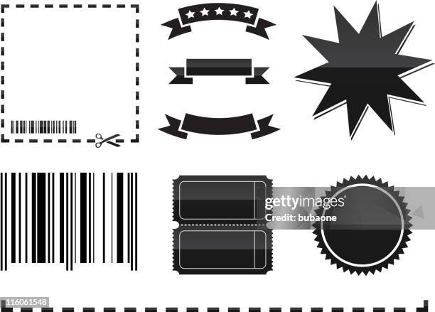 black and white coupon elements - perforated edge stock illustrations