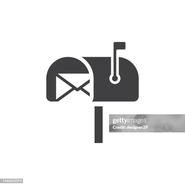 mailbox and post icon. - package delivery door stock illustrations