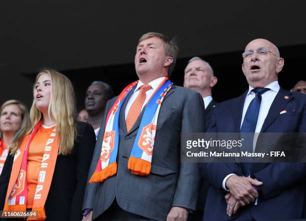 Catharina-Amalia, Princess of Orange, King Willem-Alexander of the Netherlands and Michael van Praag, President of the Royal Dutch Football...