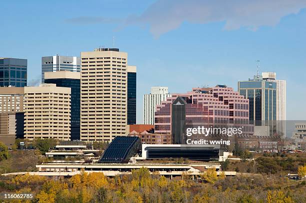 edmonton skyline and convention center - edmonton cityscape stock pictures, royalty-free photos & images