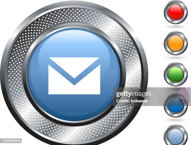 email mail royalty free vector art on metallic button - silver metallic envelope stock illustrations