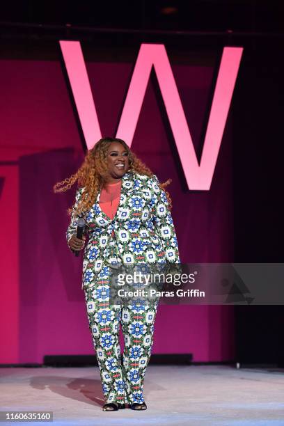 Kierra Sheard performs on stage at 2019 ESSENCE Festival Presented By Coca-Cola at Ernest N. Morial Convention Center on July 07, 2019 in New...