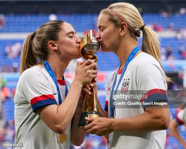 Players of the USA celebrates winning the final with trophy after the 2019 FIFA Women's World Cup France Final match between Winner The United States...