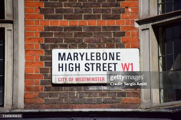 marylebone high street sign - marylebone photos et images de collection