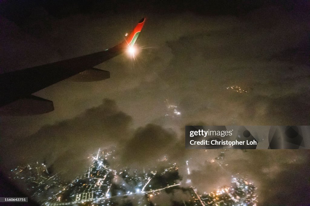 Looking out the window of an aircraft