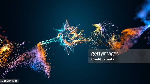 glowing star shaped object emitting particles - surrounding stock pictures, royalty-free photos & images