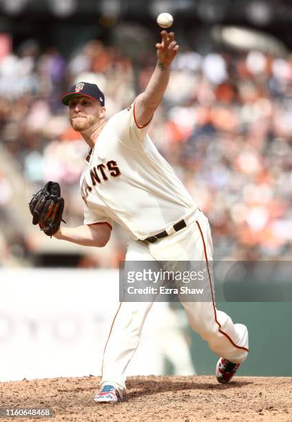 Will Smith of the San Francisco Giants pitches against the St. Louis Cardinals in the ninth inning at Oracle Park on July 07, 2019 in San Francisco,...