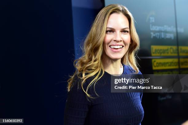 Actress Hilary Swank attends the Leopard Club Award Conversation during the 72nd Locarno Film Festival on August 10, 2019 in Locarno, Switzerland.