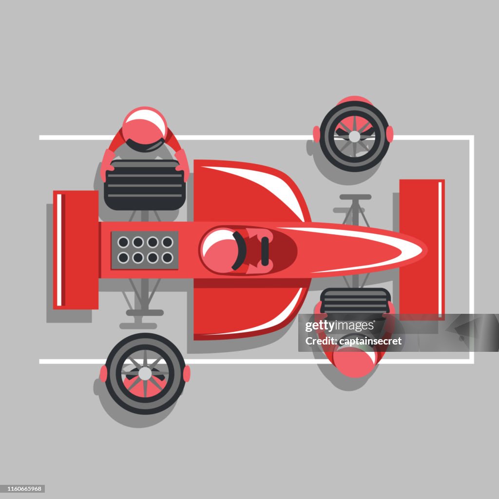 Birds Eye View Of A Race Car Pit Crew Changing Tires High-Res Vector Graphic - Getty Images Birds Eye View Of A Race Car Pit Crew Changing Tires High-Res Vector Graphic - Getty Images