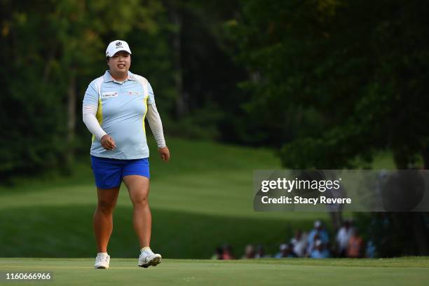 Shanshan Feng of China walks to the 18th green during the final round of the Thornberry Creek LPGA Classic at Thornberry Creek at Oneida on July 07,...