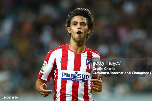 Joao Felix of Atletico Madrid celebrates scoring a goal to make the score 1-0 during the International Champions Cup match between Atletico Madrid...