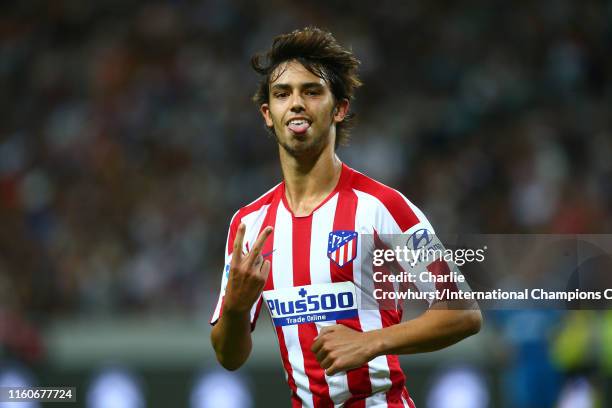 Joao Felix of Atletico Madrid celebrates scoring a goal to make the score 2-1 during the International Champions Cup match between Atletico Madrid...