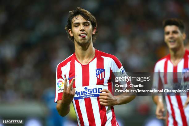 Joao Felix of Atletico Madrid celebrates scoring a goal to make the score 2-1 during the International Champions Cup match between Atletico Madrid...