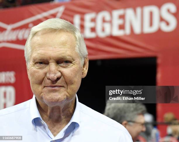 Clippers executive board member Jerry West attends a game between the Clippers and the Memphis Grizzlies during the 2019 NBA Summer League at the...