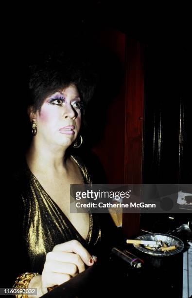 Drag ball in 1988 in New York City, New York. Pictured: Miss Dorian .