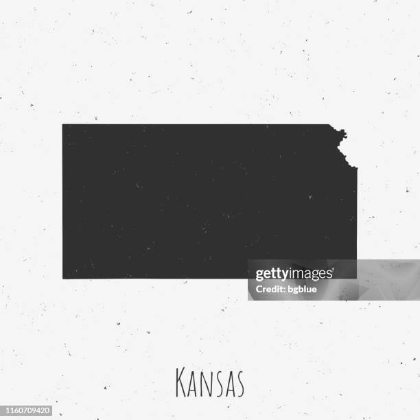 vintage kansas map with retro style, on dusty white background - kansas stock illustrations