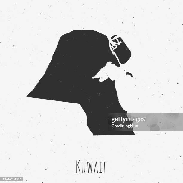 stockillustraties, clipart, cartoons en iconen met vintage kuwait kaart met retro stijl, op stoffige witte achtergrond - kuwait