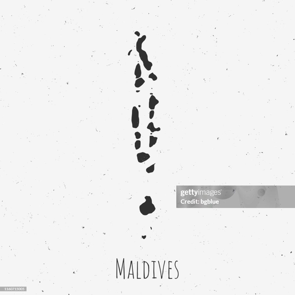 Carte de Maldives de cru avec le modèle rétro, sur le fond blanc poussiéreux