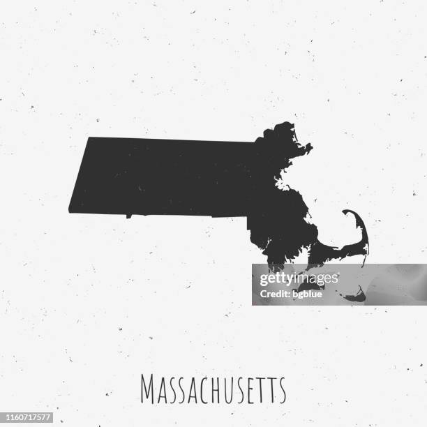 vintage massachusetts map with retro style, on dusty white background - older ma stock illustrations