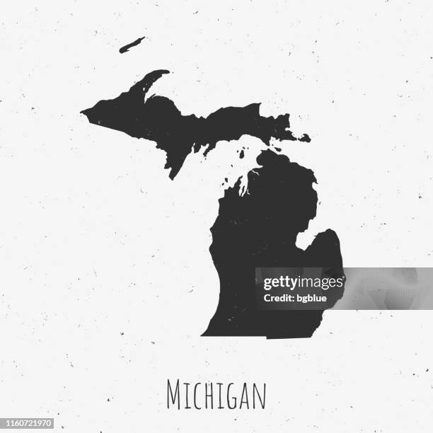 vintage michigan map with retro style, on dusty white background - detroit vector stock illustrations