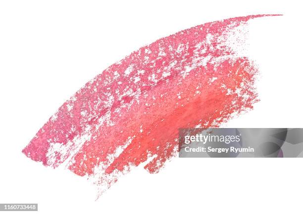 red and pink pastel paint strokes on a white background - make up pinsel stock-fotos und bilder