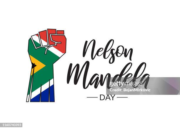 nelson mandela day. vector illustration. - south african flag stock illustrations