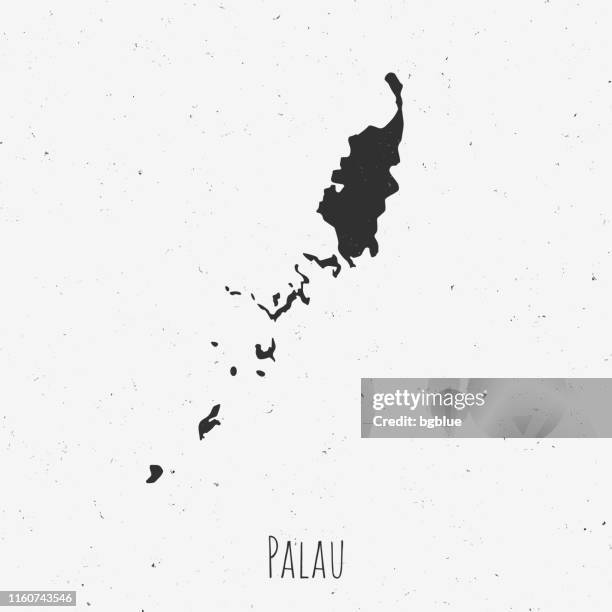 復古風格的復古帕勞地圖,在塵土飛揚的白色背景 - 帛琉 幅插畫檔、美工圖案、卡通及圖標