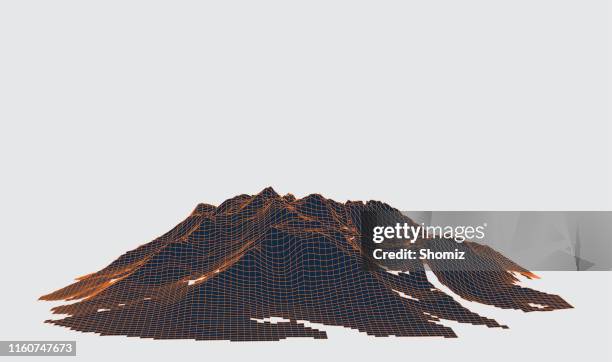 abstract vector landscape background. cyberspace grid. 3d technology vector - topographic map stock illustrations