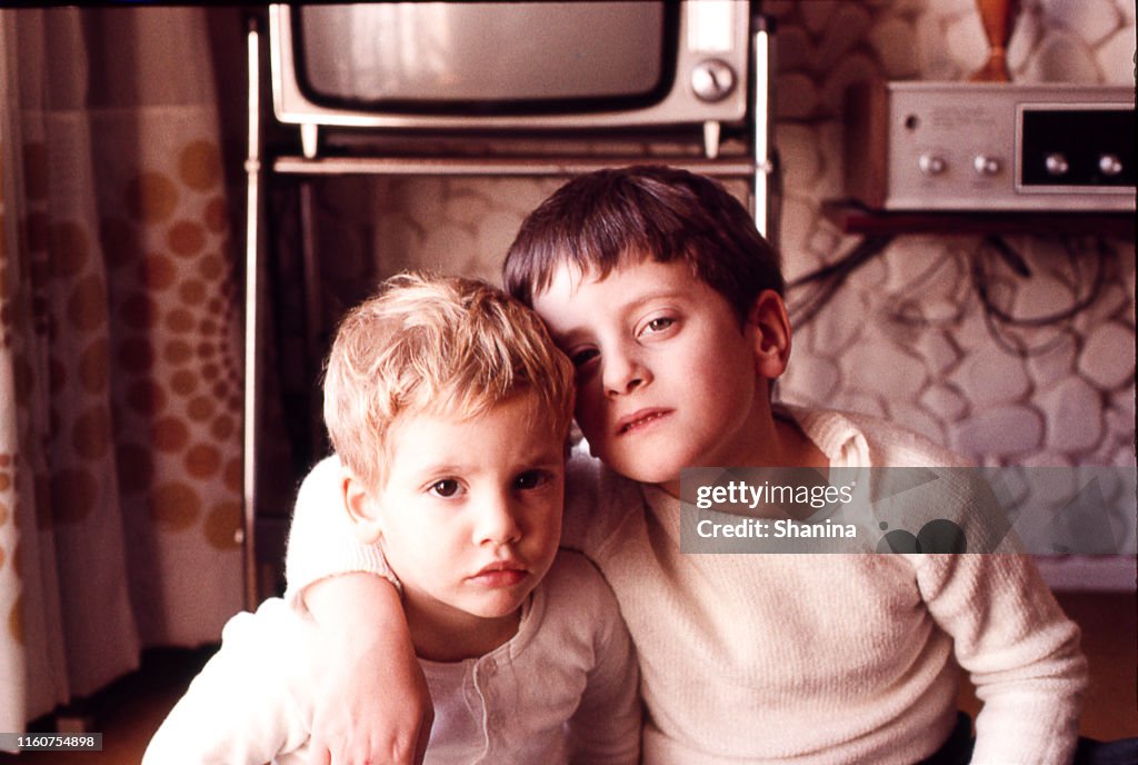 Brothers at home in the seventies