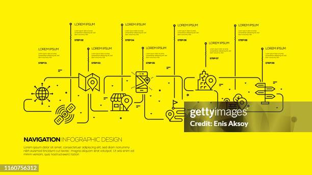 stockillustraties, clipart, cartoons en iconen met navigatie infographic design - compass city