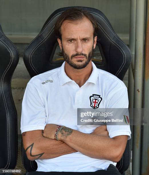 Alberto Gilardino head coach of Pro Vercelli gestures during the match between Ascoli Calcio 1898 FC and Pro Vercelli-TIM Cup at Stadio Cino e Lillo...