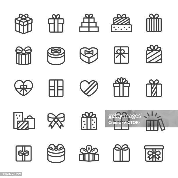 geschenk-box-icons - smart line serie - geburtstagsgeschenk stock-grafiken, -clipart, -cartoons und -symbole