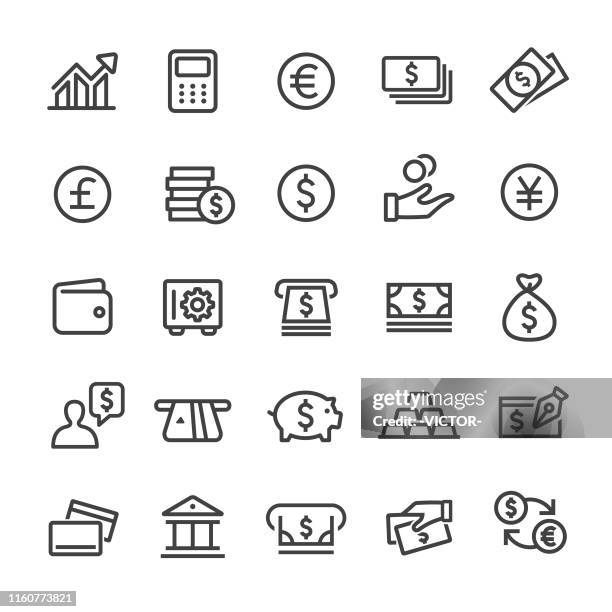 money icons - smart line series - safety deposit box stock illustrations