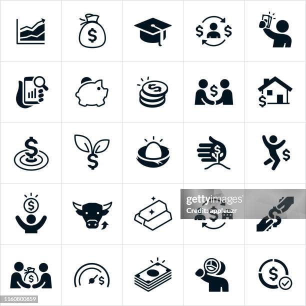 investing icons - excitement icon stock illustrations