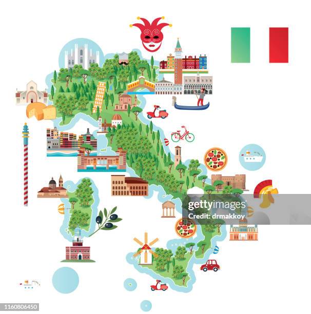 bildbanksillustrationer, clip art samt tecknat material och ikoner med italien resor karta - map of florence italy