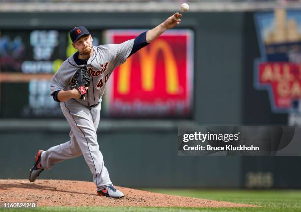 Phil Coke of the Detroit Tigers pitches to the Minnesota Twins at Target Field on Saturday, April 26, 2014 in Minneapolis, Minnesota.