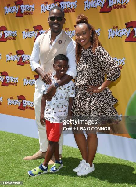 Actor Sterling K. Brown, Andrew Jason Sterling Brown and Ryan Michelle Bathe arrive for "The Angry Birds Movie 2" World Premiere at the Regency...