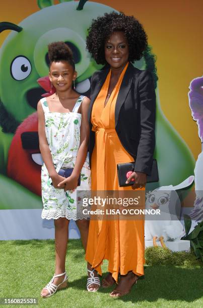 Actress Genesis Tennon and Viola Davis arrive for "The Angry Birds Movie 2" World Premiere at the Regency Village Theatre in Westwood, California, on...