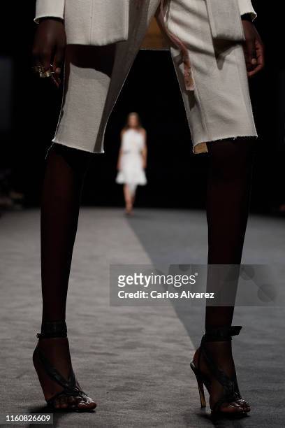 Models walk the runway at the Roberto Torretta fashion show during the Mercedes Benz Fashion Week Spring/Summer 2020 at Ifema on July 08, 2019 in...