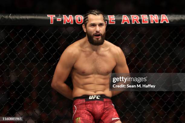 Jorge Masvidal of the United States looks on during a UFC 239 Welterweight Bout against Ben Askren of the United States at T-Mobile Arena on July 06,...