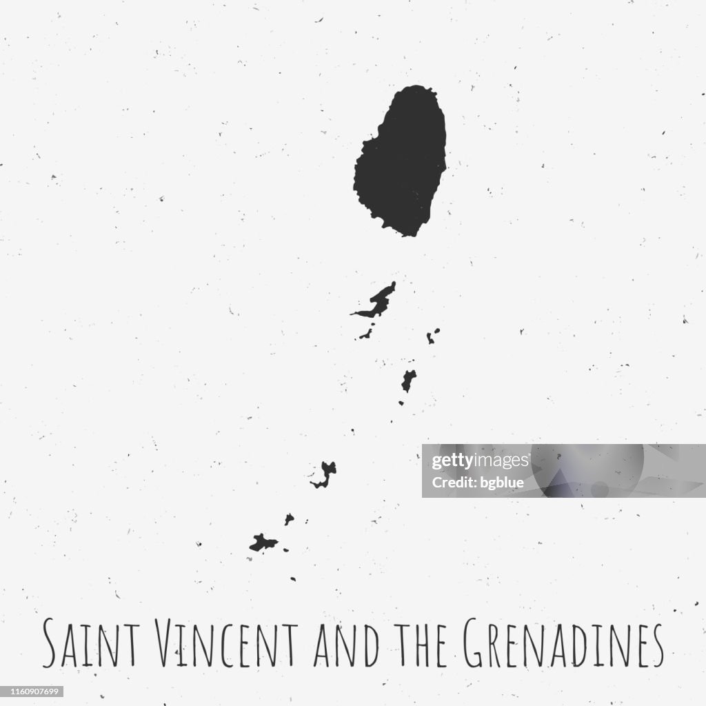 Vintage Saint Vincent and the Grenadines map with retro style, on dusty white background
