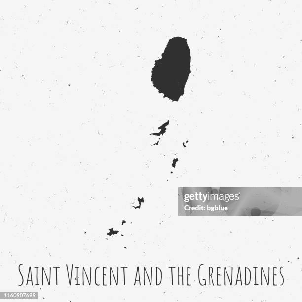 vintage saint vincent and the grenadines map with retro style, on dusty white background - tobago cays grenadines stock illustrations