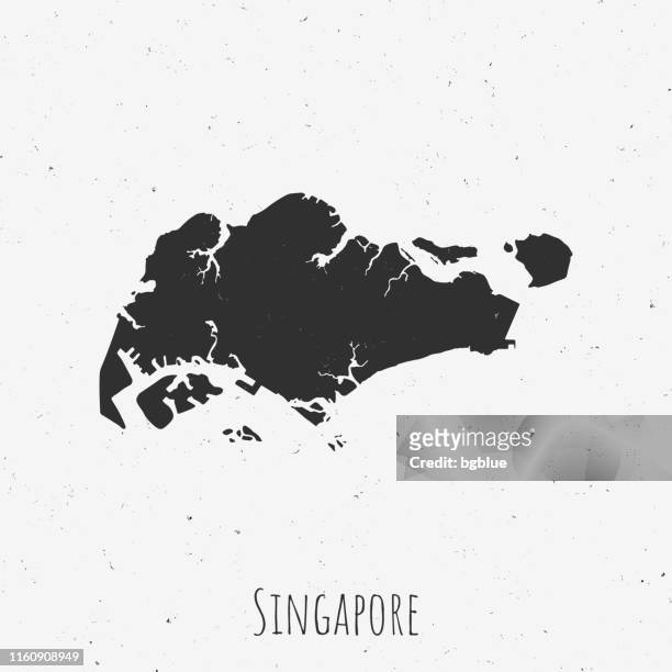 illustrazioni stock, clip art, cartoni animati e icone di tendenza di mappa vintage di singapore con stile retrò, su sfondo bianco polveroso - singapore