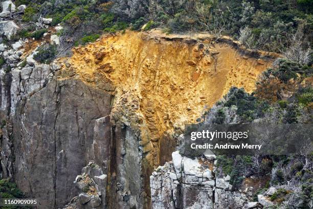 landslide on cliff edge or mountainside - landslide stock pictures, royalty-free photos & images