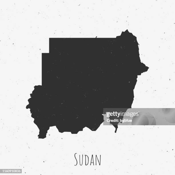 ilustrações, clipart, desenhos animados e ícones de mapa de sudão do vintage com estilo retro, no fundo branco empoeirado - sudão