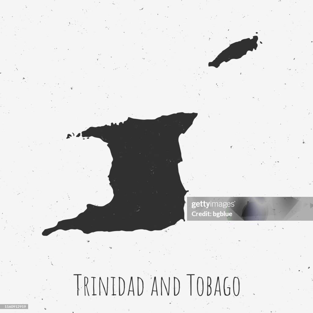 Vintage mapa de Trinidad y Tobago con estilo retro, sobre fondo blanco polvoriento