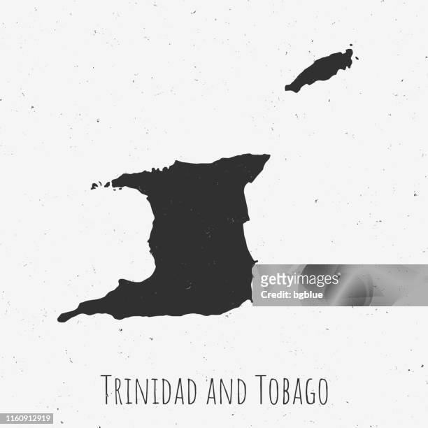 stockillustraties, clipart, cartoons en iconen met vintage trinidad en tobago kaart met retro stijl, op stoffige witte achtergrond - caribbean sea