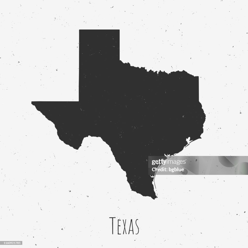 Vintage Texas map with retro style, on dusty white background