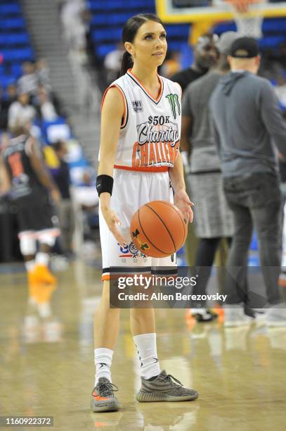 Jenna Johnson participates in the Monster Energy $50K Charity Challenge Celebrity Basketball Game at UCLA's Pauley Pavilion on July 08, 2019 in...