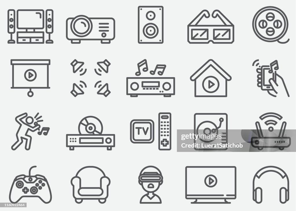 Home Entertainment Electronics Line Icons